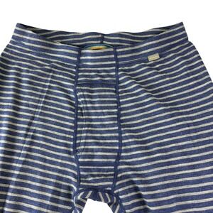 Meriwool Merino Wool Thermal Long Johns Mens L Blue Striped Base Layer Gorpcore